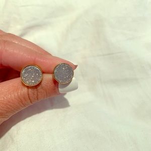 Pretty druzy white and gold earrings
